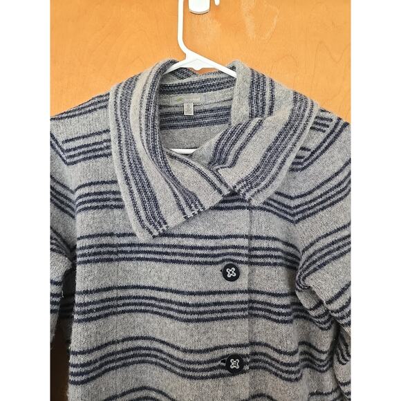 Horny Toad Cardigan/sweater Woman’s S Angora Wool Striped High Collar Grays - Picture 3 of 6